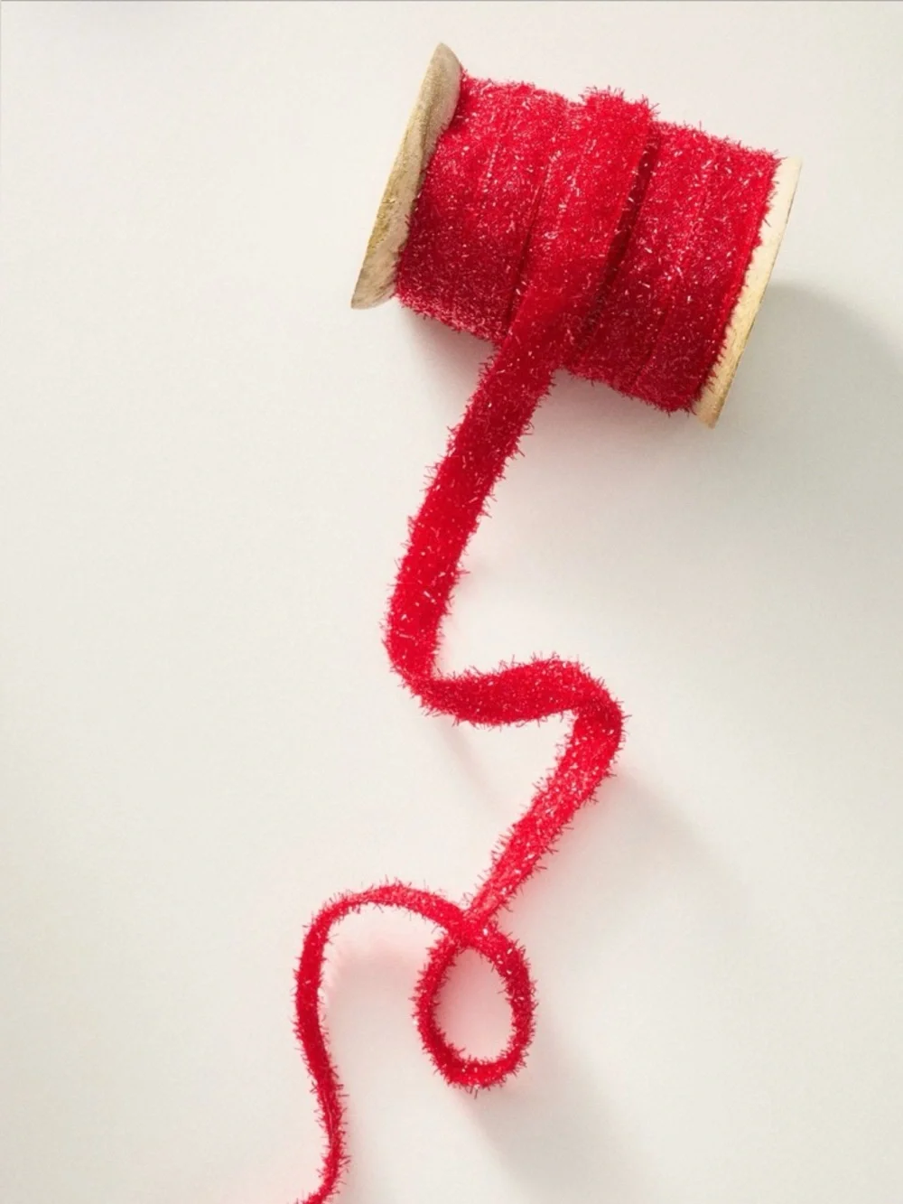 Anthropologie Make It Merry Red Eyelash Gift Wrap Ribbon New